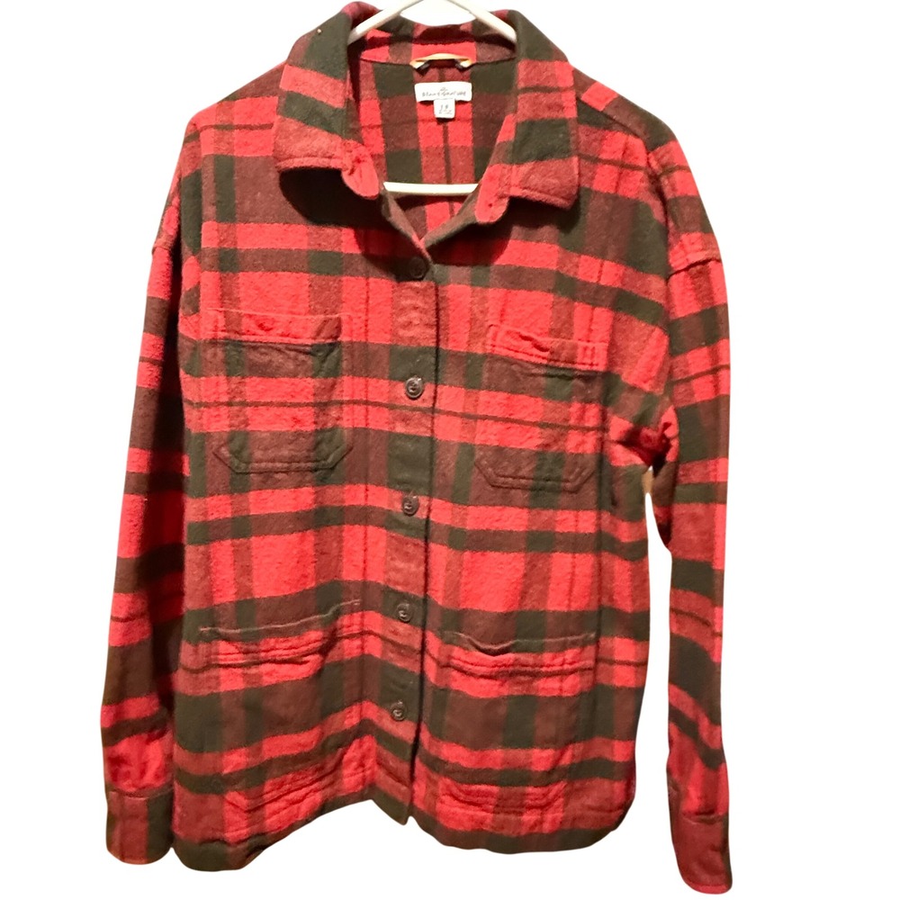 L.L. Bean Signature Flannel Shirt L Red Excellent Chamois Plaid Archive 520687